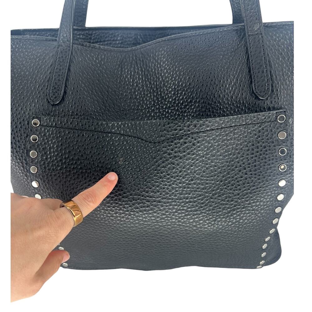 Rebecca Minkoff Unlined Front Pocket Leather Tote Black Studded - Picture 3 of 12